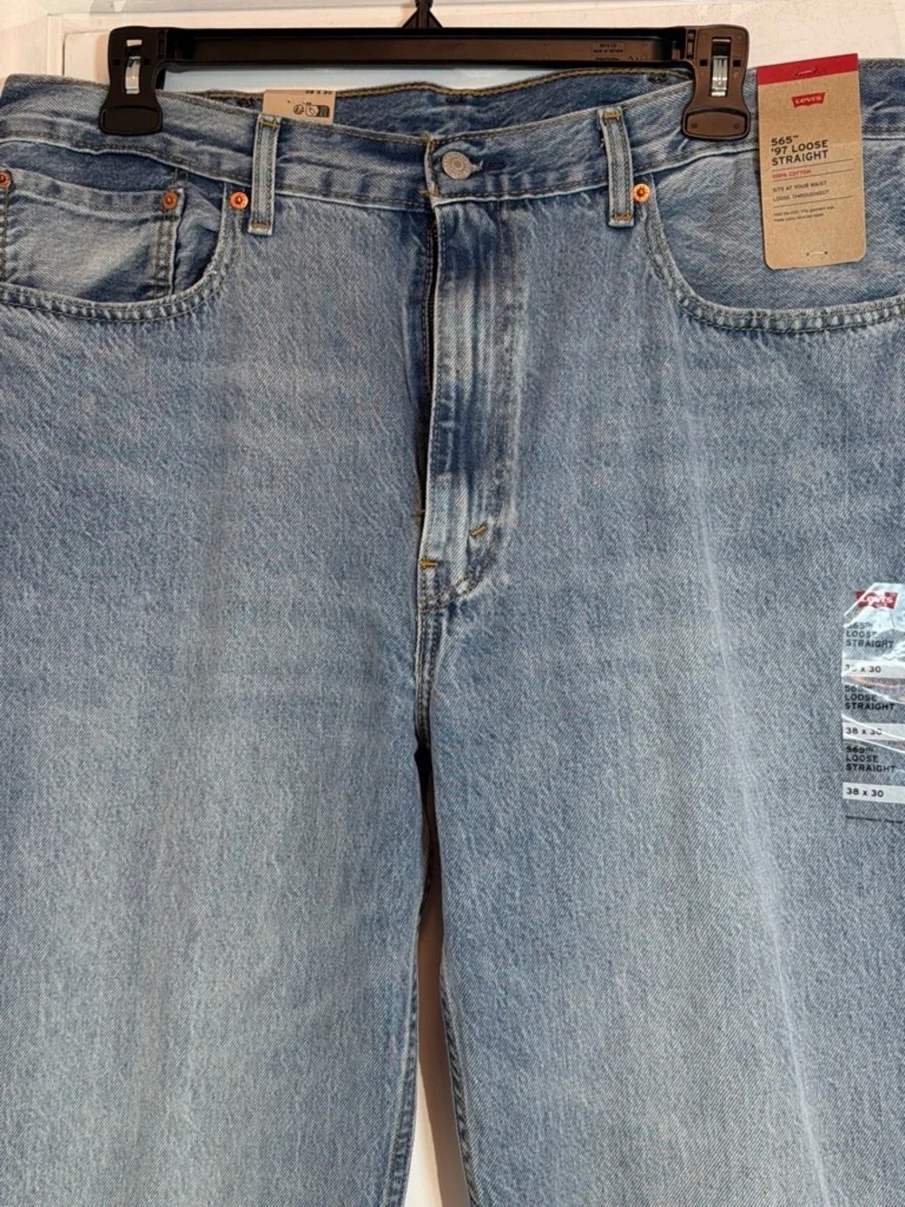 NWT Levi’s 565 '97 loose straight cotton denim light wash blue jeans 38x30